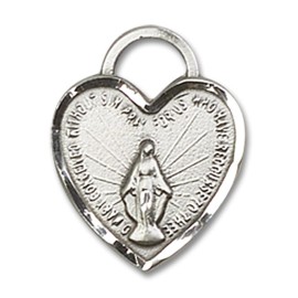 Bliss Sterling Silver Miraculous Heart Medal Pendant Necklace 18" Chain GiftBox