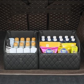 Car Trunk Organizer, Multipurpose Car Storage Organizer with Lid, Portable Collapsible Waterproof Trunk Storage Organiser Suitable for Car, SUV & Trucks (Small)