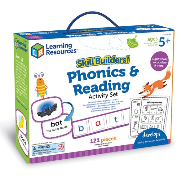 Learning Resources LSP1246-UK Builders Phonics & Reading Set, Activities Build Reading & Vocabulary Skills, Letters, Phonics, Sight Words, Reading for 5 Year Olds, 121 Pieces, Multi-Colour,Medium