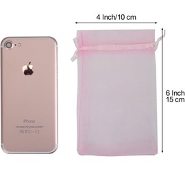 UKKQES 100PCS Organza Bags, Pink Wedding Favor Bags with Drawstring, 10x15 CM Jewelry Gift Bags for Party, Jewelry, Festival, Makeup Favor Bags,net gift bags,drawstring goody bags