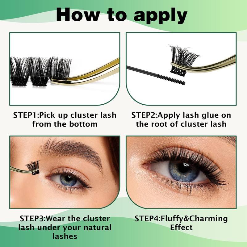 Lash Clusters 96pcs Individual Lashes D Curl 14mm Eyelash Clusters