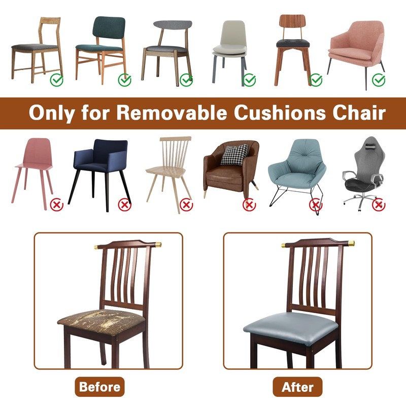 WUSOUPU Leather Seat Covers for Dining Chairs Waterproof Chair Seat