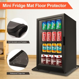 Kucucyle Mini Fridge Silicone Mat, 23.6" x 23.6" Fridge Mat Floor Protector, High-Temperature Resistant Mini Fridges Trays for Floor, for Dryers, Washers, Wine Coolers & More (Black)