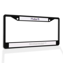 Fastasticdeals Metal Insert License Plate Frame Psalm 91 Prayer Weatherproof Car Accessories Black 2 Holes Solid Insert