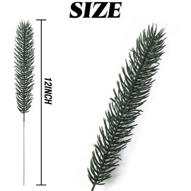 GXXMEI 50PCS 12inch Artificial Pine Needles Branches Garland Green Plants Pine Needles,Fake Greenery Pine Picks for DIY Garland Wreath Christmas Embellishing and Home Garden Decoration