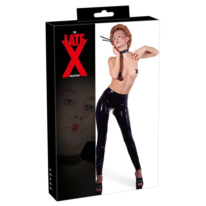 The Latex Collection Women's 29008741061 Crotchless Latex Leggings Black-XXL, (Nero