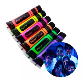 Lecute 6 Pinturas Maquillaje Neon Brilla Luz Negra Uv Glow Fiesta