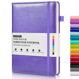 Ansopu Lined Journal Notebook for Writing, A5 100 GSM Thick Paper, Leather Hardcover Journal for Woman Men, Travel Journal Diary 160 Pages(5.75'' X 8.38''Purple)