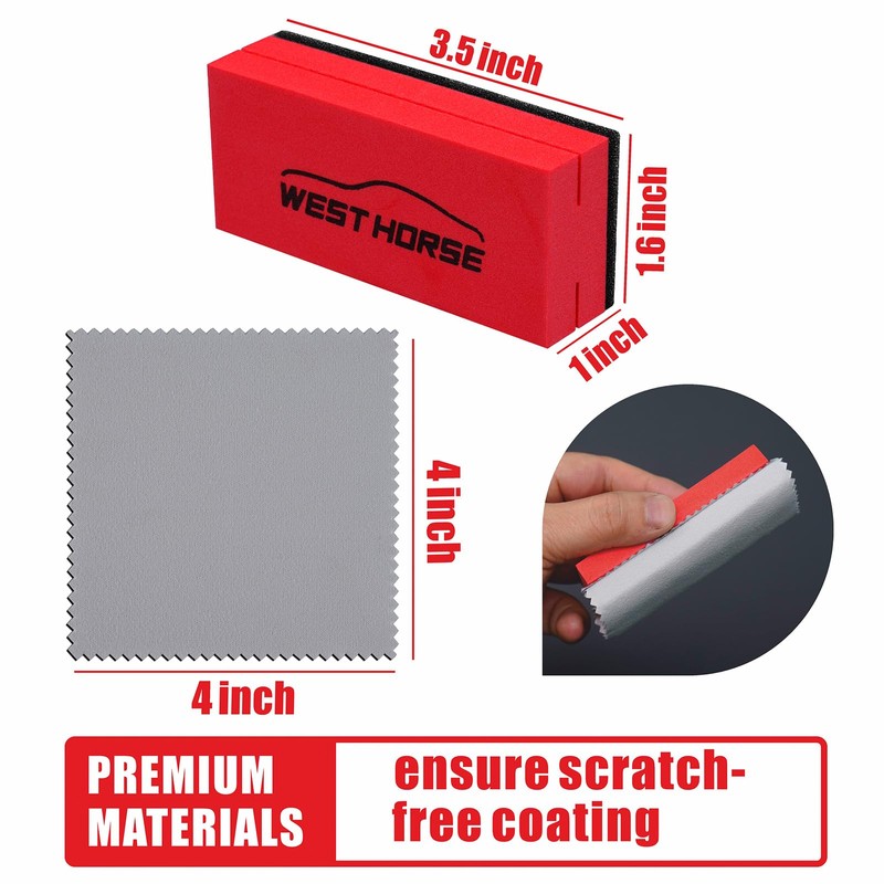 6PCS Ceramic Coating Applicator Sponge Blocks + 12PCS Suede Cloth