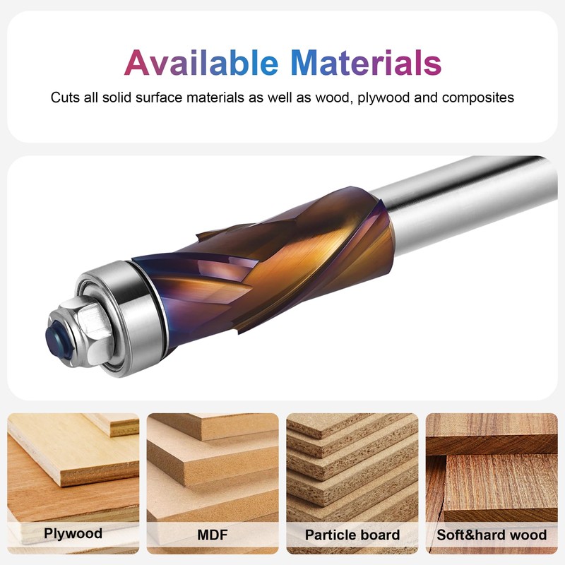 SpeTool Coated Flush Trim Router Bit 1/2 Shank Up&Down Compression,
