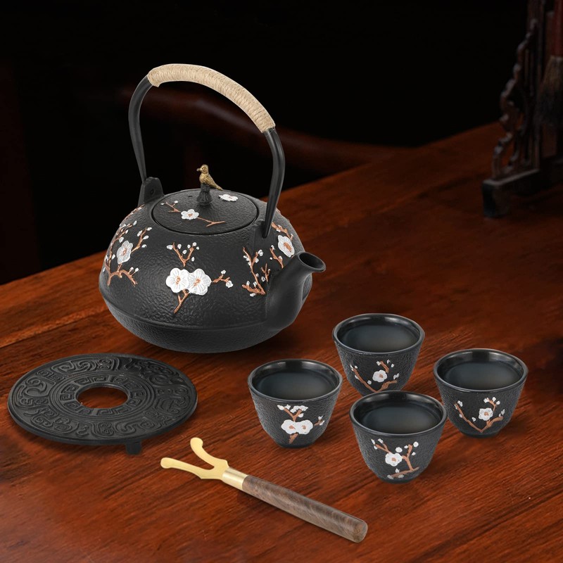 Dyna-Living Cast Iron Teapot Japanese Tea Kettle Set 1200ml/40.6oz Japanese