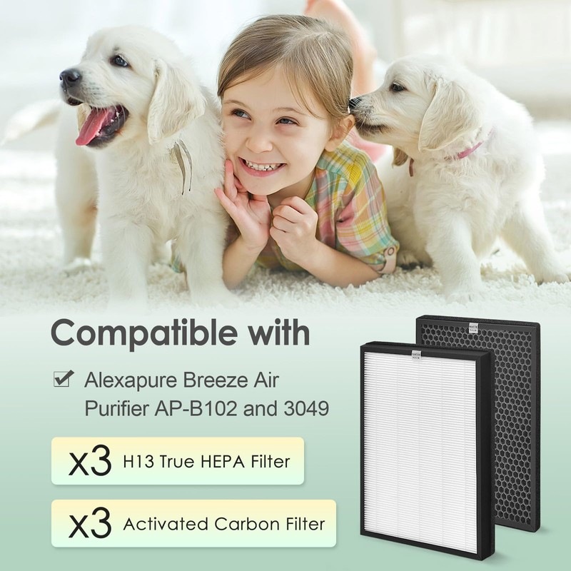 HSIAMEN AP-B102 Filter Compatible with Alexapure Breeze Air Purifier AP-B102
