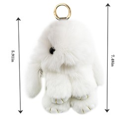 Unpafcxddyig Bunny Keychain Cute Soft Fur Keychain Car Handbag Rabbit Keyring,white color