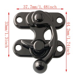 DGBRSM 2pcs Decorative Latch Clasps Lock Padlock Hasp Antique Hook Hasp Latch Gun Black Zinc Alloy Right Hook Latch with Mounting Screws Jewelry Chest Gift Wine Wooden Box Case Toggle Latch