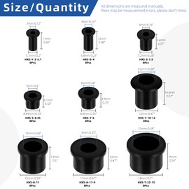 Glarks 72pcs 9 Sizes Rubber Grommets Set Black T-type Hole Grommet Small Top Hat Grommets Waterproof Automotive Firewall Wire Cable Hole Plugs for Desk, Water Pipe, Tubing, Hydroponic, Irrigation