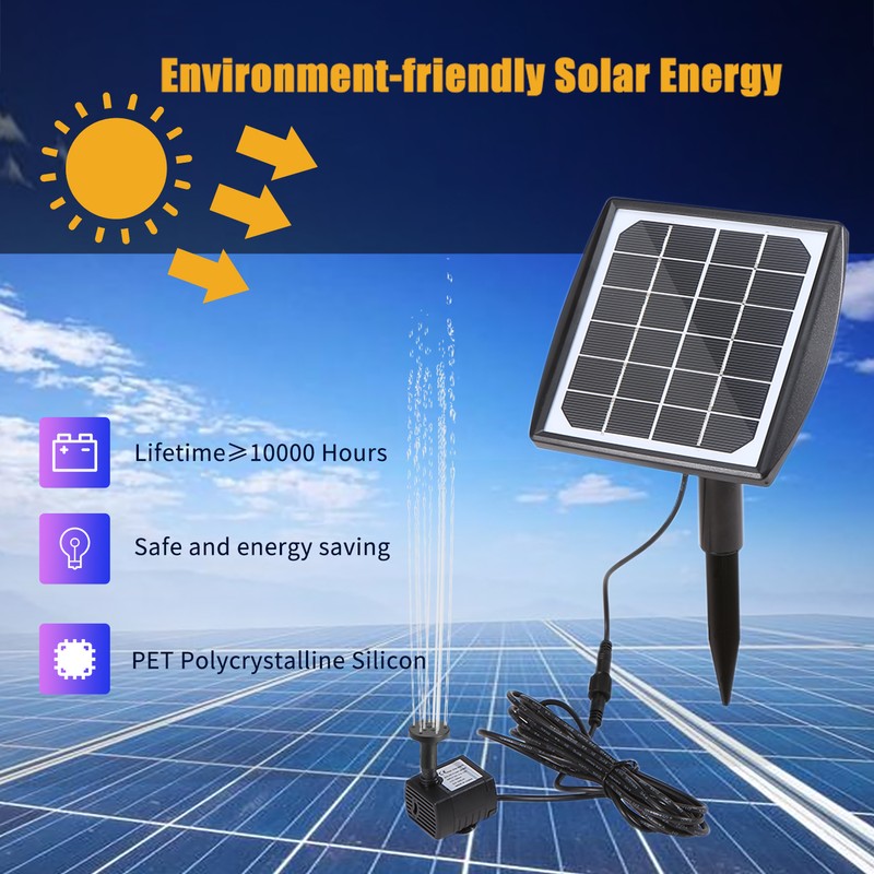 Solar Powered Fountain Pump Water Pump with Adjustable Solar Panel