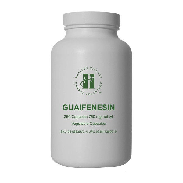 Guaifenesin Vegetable Capsules 750mg (250 Capsules) - Pure Guaifenesin No Fillers No Binders