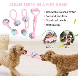 BENSEAO Puppy Teething Chew Toys Puppy Chew Toys for Teething Dog Rope Toy for Small Dog Interactive Puppy Toys Dog Balls Puppy Teething Toys Ring Dog Toys Storage Basket (C)