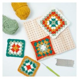 Crochet Blocking Board 7.9 x 7.9 inches (20 x 20 cm) Rod with Pin Knitting Wooden DIY