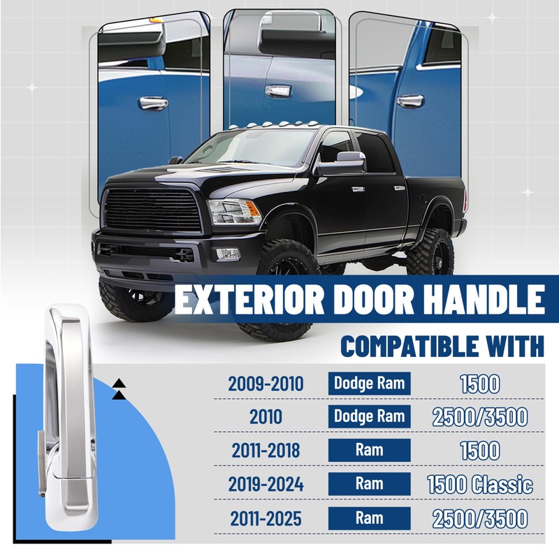 JMTAAT 4Pcs Exterior Door Handle Compatible with 2009-2025 Dodge Ram