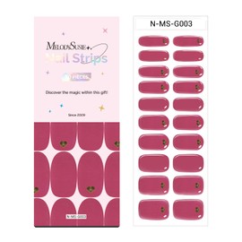 MelodySusie Semi Cured Gel Nail Strips (Pink Heart)- Works with Nail lamp, Salon-Quality, Long Lasting, Easy to Apply & Remove - Includes 20pcs