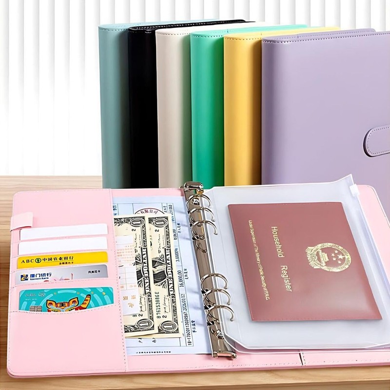 Vegaplace A5 Macaron Binder, 6-Hole PU Leather Notebook Binder, Durable,