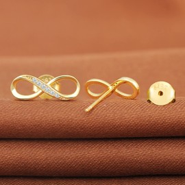 MicLee Earrings studs for women, 925 sterling silver earrings, Infinity symbol stud earrings, Inlaid zircon, girl's earrings, gold
