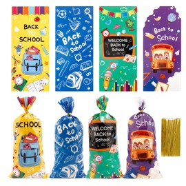 XiuGlimpse Back To School Goodie Bags 200 Pcs Cellophane Candy Treat Bags For Party Favors Classroom Gifts And Student Rewards Welcome Back Supplies Bulk Pack