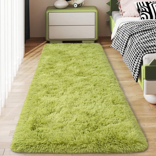 Ailyei Soft Runner Rugs for Bedroom Hallways, 2x6 Grass Green