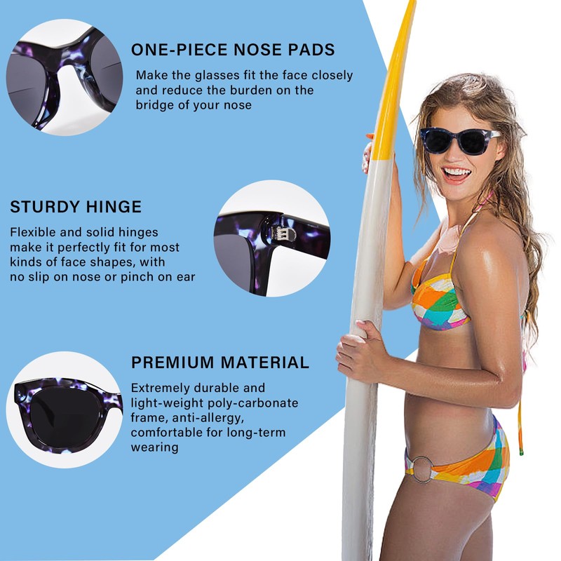ZESAKER Bifocal Reading Sunglasses for Women Men UV400 Protection Outdoor