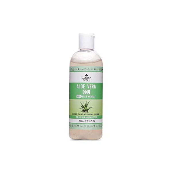Nature Spell Aloe Vera Gel 99% Pure 200ml â Soothing & Hydrating - For All Hair & Skin Types - Made In The UK, 100% Vegan