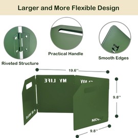 Keopuals Stove Windscreen - Folding Camping Stove Windshield 4 Plates Stainless Steel Stove Windscreen for Outdoor, Picnic, Backpacking and Cooking Green