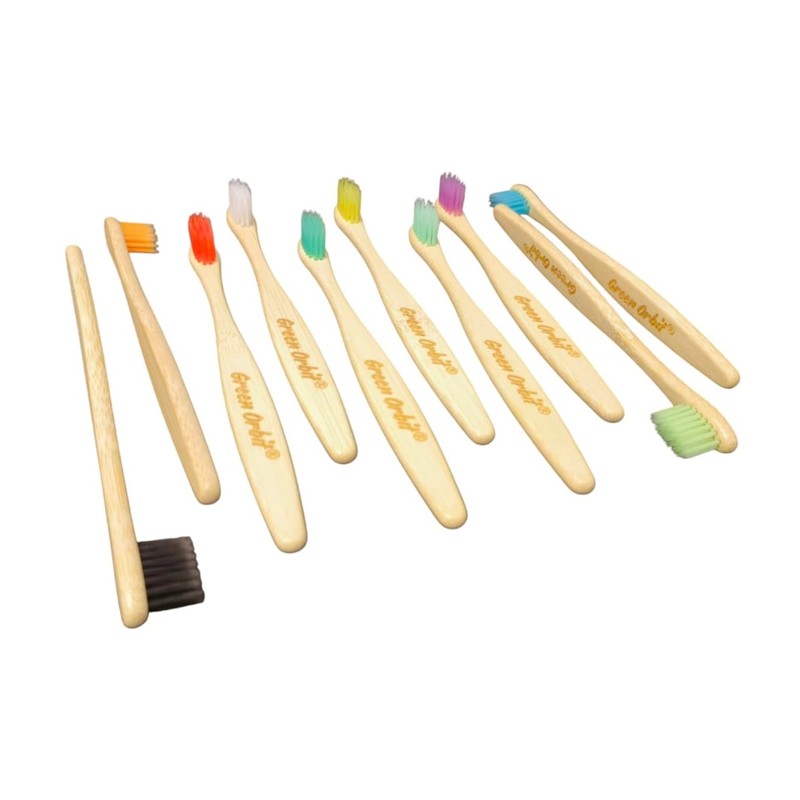 Set de Cepillos Dentales de bambú para Niños, 10 Piezas,