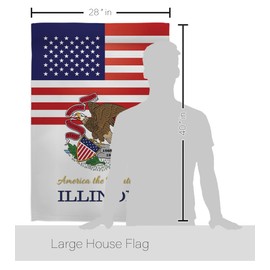 Americana Home & Garden US Illinois House Flag Pack Regional States American Territories Republic Country Particular Area Applique Decoration Banner Small Garden Yard Gift Double-Sided, Made in USA