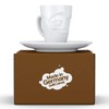TASSEN Porcelain Espresso Mug with Saucer, Impish Face Edition, 2.7