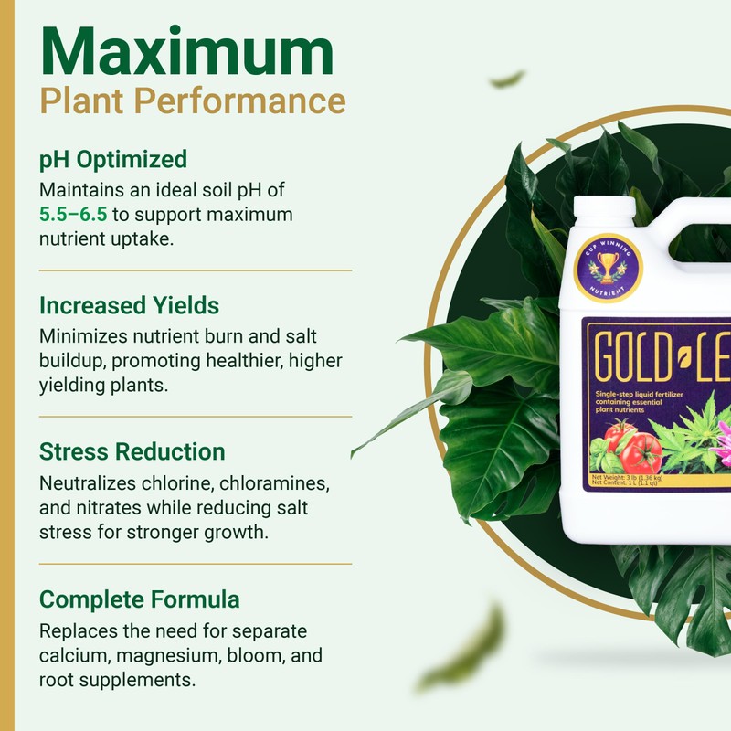 500ml Gold Leaf All-in-One Liquid Fertilizer – pH Balanced, Instantly