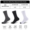 Mens 100% Cotton Moisture Wicking Cushioned Crew Socks, Athletic Performance