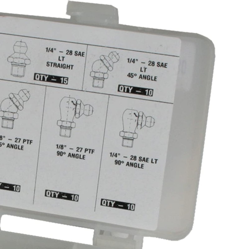 AFF 80 Piece SAE Grease Fitting Kit with Labeled Compartments