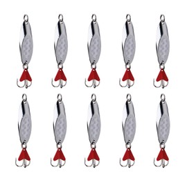 Metal Fishing Jigging Spoon Lure Casting Blade SpinnerBaits 10Pcs Treble Hooks Tackle for Salmon Bass 0.17oz-1.41oz