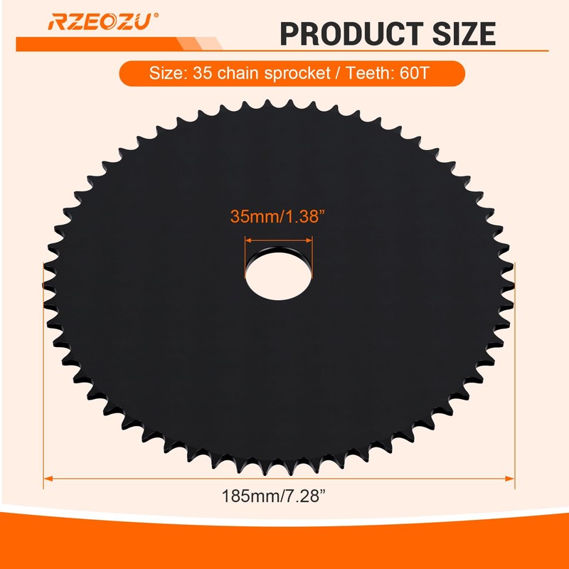 RZEOZU DIY Steel Go Kart Sprocket 35 Chain 60 Tooth