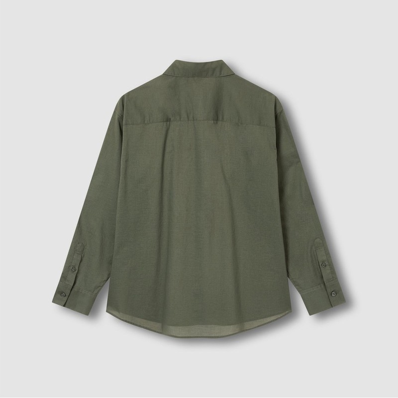 JAJU [JAJU/Jaju] Women's Light Cotton Long-Sleeve Shirt_Khaki