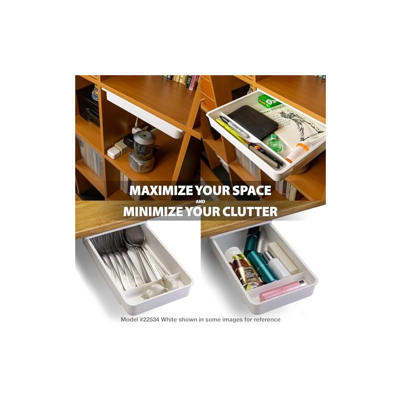 Officemate Medium Self-Adhesive Under Desk Drawer, Black, 6" x 10.75"