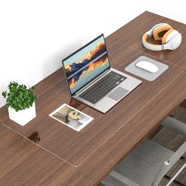 ORUPT Clear Desk Mat, Desk Cover Clear Protector, Non-Slip PVC Clear Desk Pad with Round Edge, Heat Resistant & Waterproof Transparent Desk Writing Mat for Home and Office (23.6"*13.8")