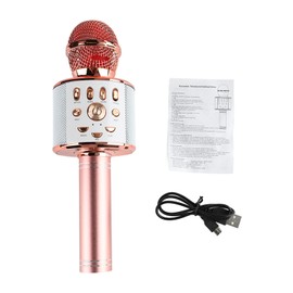 Kids Singing Microphone Portable Handheld Wireless Bluetooth Condenser Mic Speaker with Lights for Kids Adults