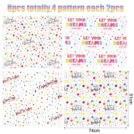 Birthday Wrapping Paper, 8 Sheets Multicolor Party Gift Wrap 50X70CM Rainbow Spot Kraft Paper for Women Kids Girls Party Baby Shower(Birthday)