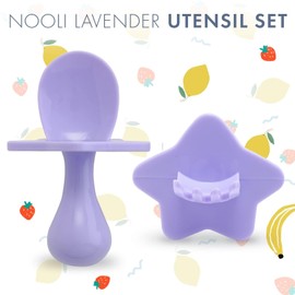 Elli&Nooli Baby Utensil Set - Self-Feeding Baby Spoons - Choke Protection Shield & Toddler Utensil - Dishwasher Safe Easy Cleanup - Lavender, 2-Piece Set