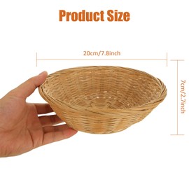 ZOFUN 12 Pcs Bamboo Bread Baskets for Table, 20 cm Round Bread Baskets Woven, Firm & Non-toxic Restaurant Bread Baskets, Vintage & Stackable Food Baskets for Kitchen Tables Restaurant Display