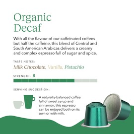 Cru Kafe Decaf Organic Espresso Coffee Capsules (100 Pods) Compatible with Nespresso OriginalLine, Krups, Inissia, CitiZ, Pixie, KitchenAid and Expert