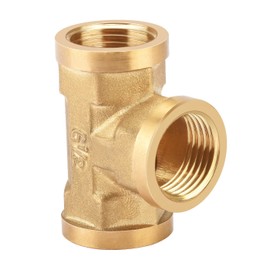 Nutmanel T-Piece Brass 1/2 Inch Female Thread, T-Piece Female / Female Thread, Brass Fittings for Pipe Connections