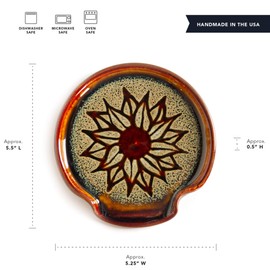 Georgetown Pottery Spoon Rest Hamada Sunflower, Handmade, Made in USA, Ceramic